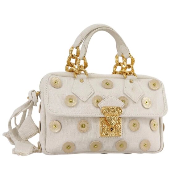 LOUIS VUITTON Tinkerbell Polka Dots Panama Bag Canvas White M95407 Auth 106959 - Picture 1 of 15